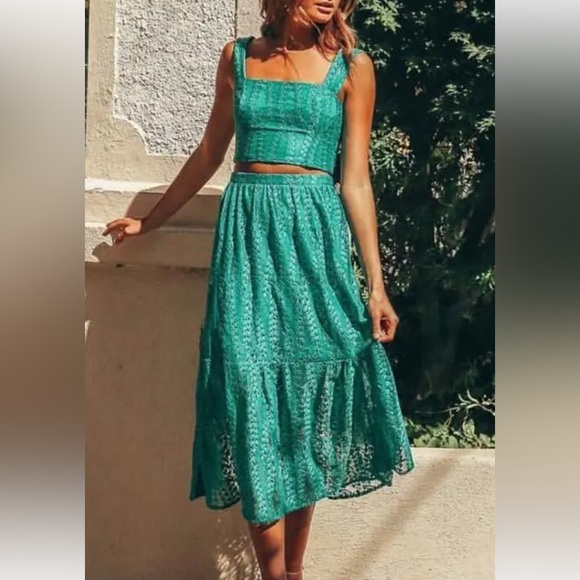 KOOKAI Chiquittita Esmeraldo Christmas Green High Waisted Midi Skirt NWT RRP$140 - Picture 4 of 10